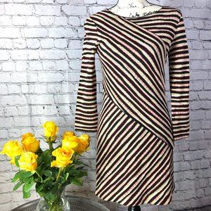 M MISSONI Rare Knit Dress, Asymmetrically Striped, Long Sleeves, US 6, IT 42